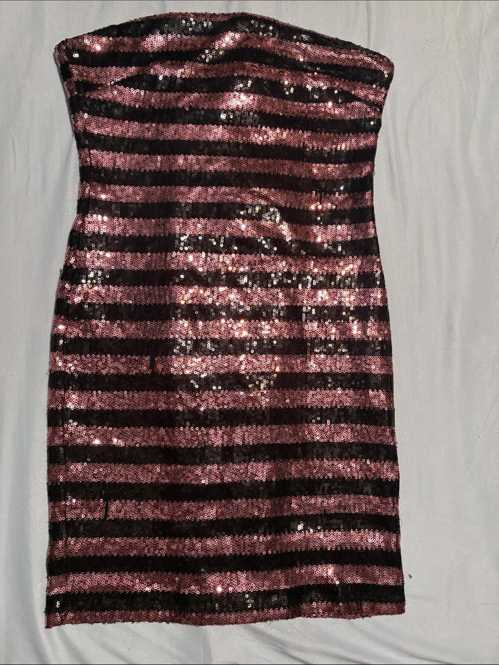 Forever 21 Rose Pink and Black Sequin Stripe Pencil Skirt